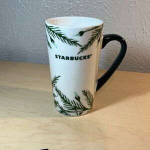 2020 Starbucks holiday Ceramic tall mug, Evergreen Christmas lights 16 ounce